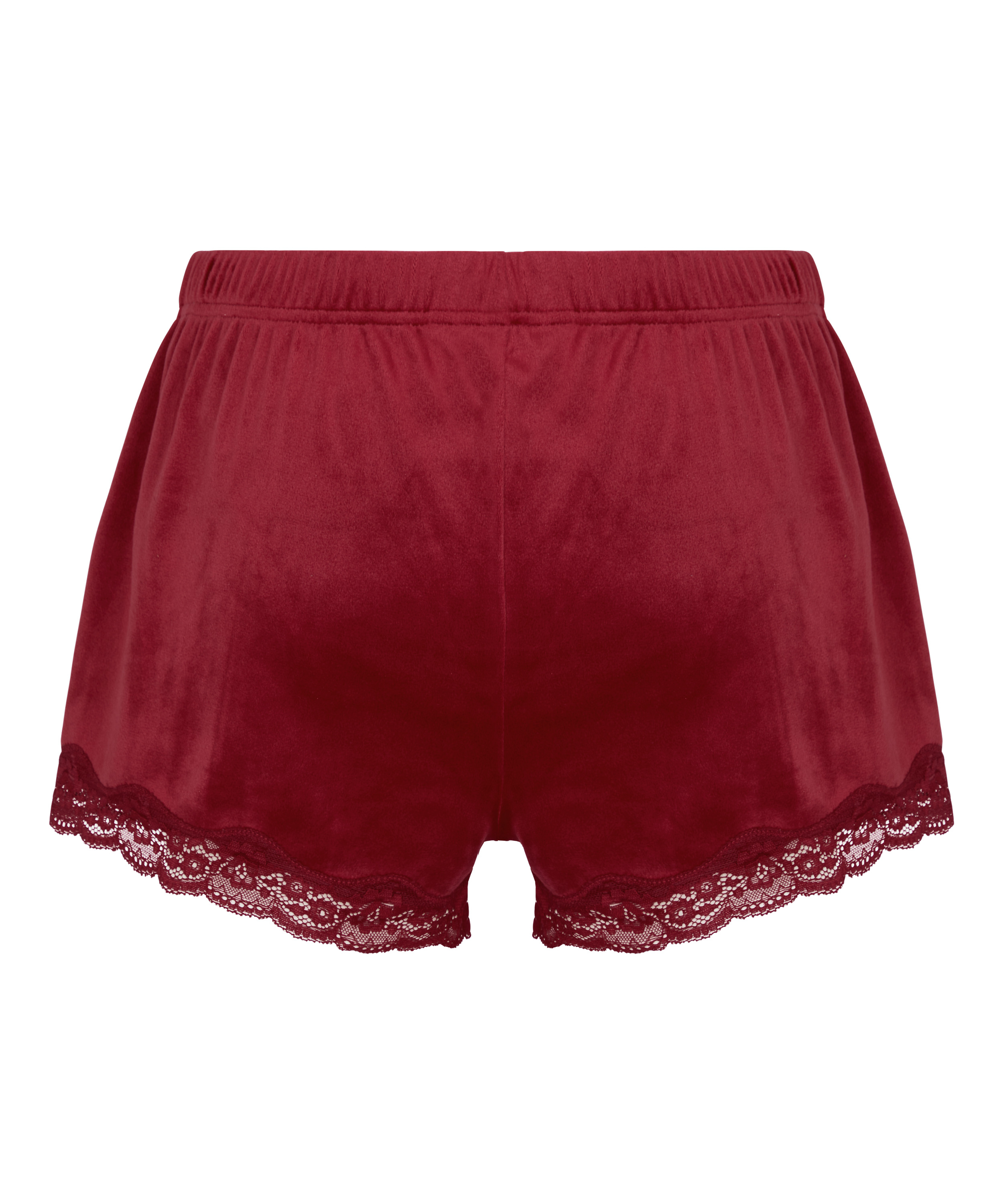 Szorty piżamowe Velours Scallop Lace, Czerwony, main