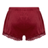 Szorty piżamowe Velours Scallop Lace, Czerwony