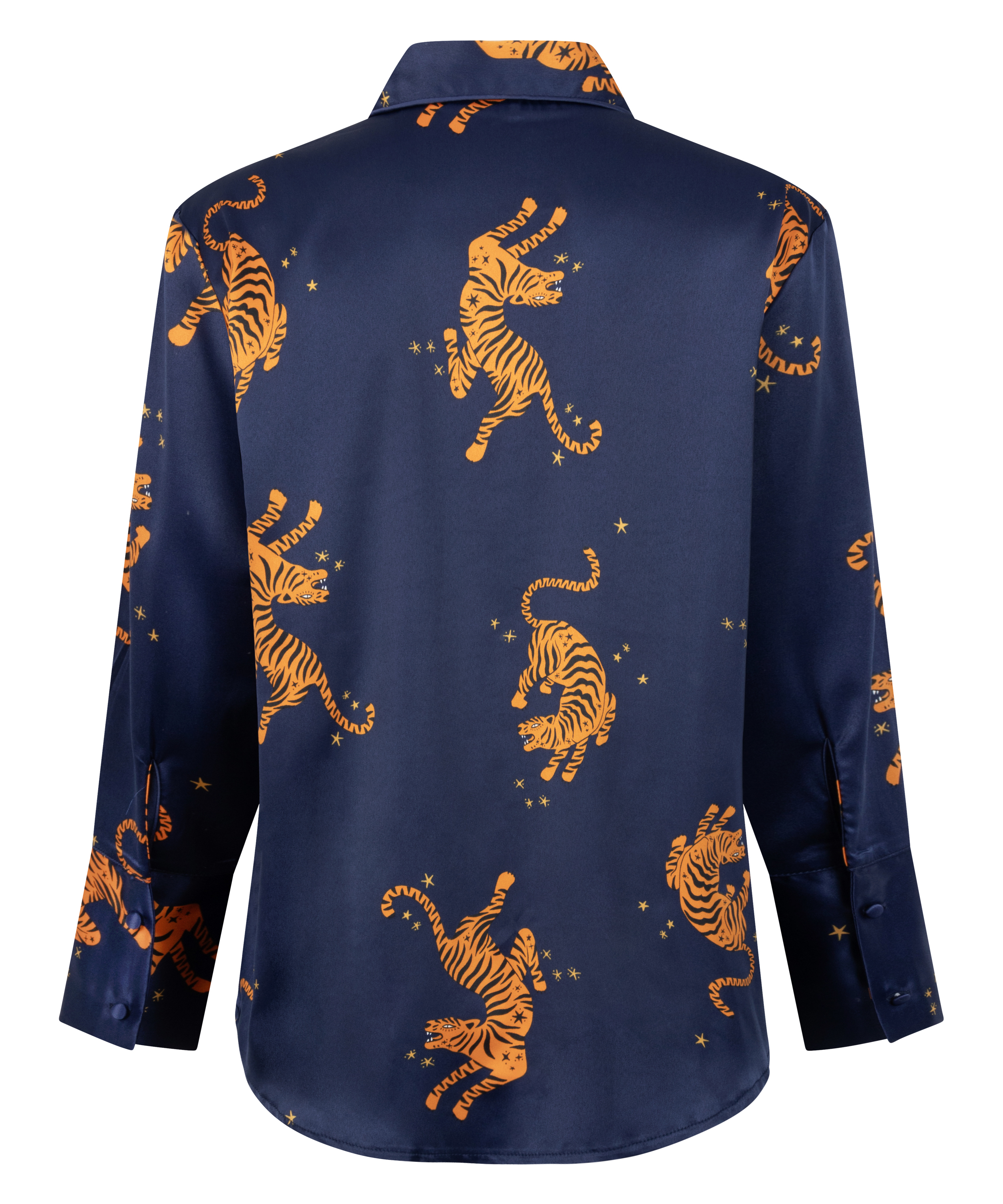 Kurtka z satyny z długimi rękawami, Niebieski, main