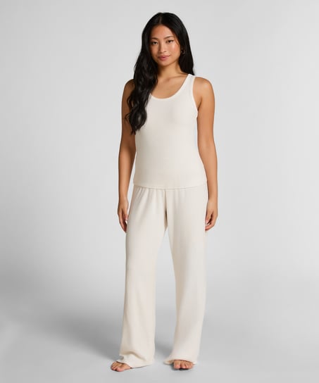 Podkoszulek ze szczotkowanego dżerseju w prążki, Biały