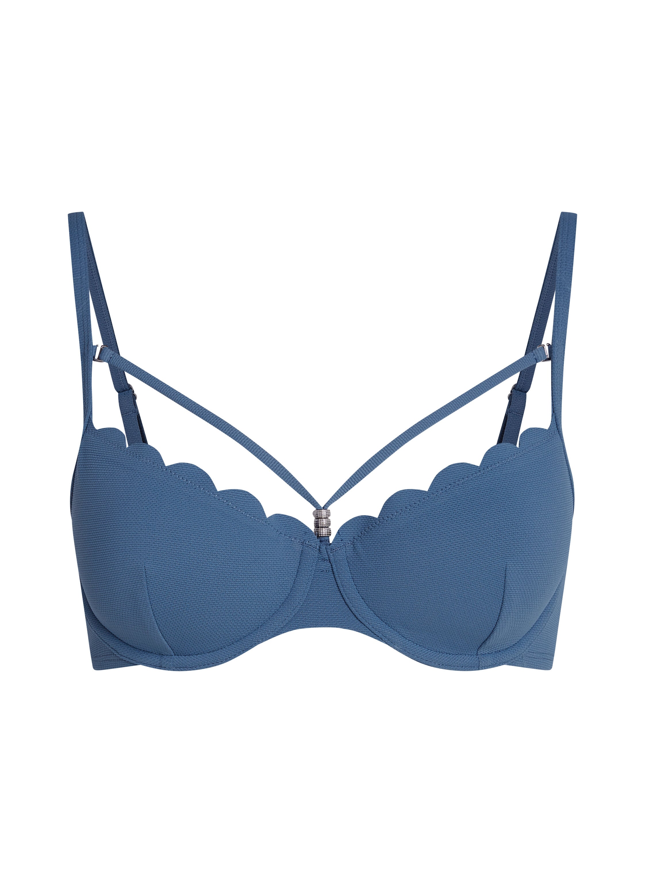 Usztywniany top bikini z fiszbinami Scallop, Niebieski