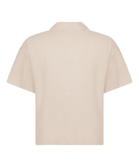 Bluza bawełniana w paski, Beżowy