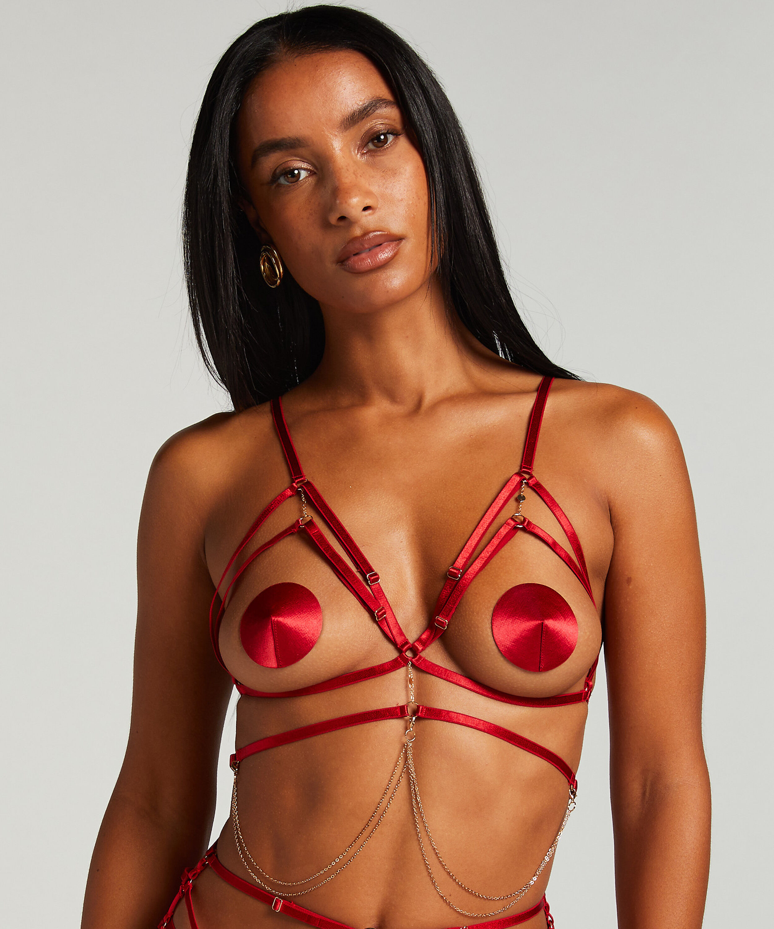 Chain Top Bralette, Czerwony