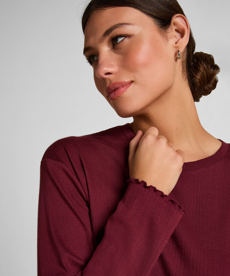 Piżama Top Loose Pointelle, Czerwony