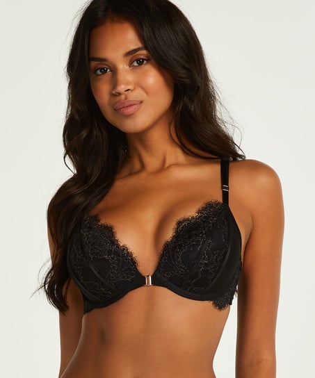 Biustonosz usztywniany z fiszbinami push-up Arabella, Czarny