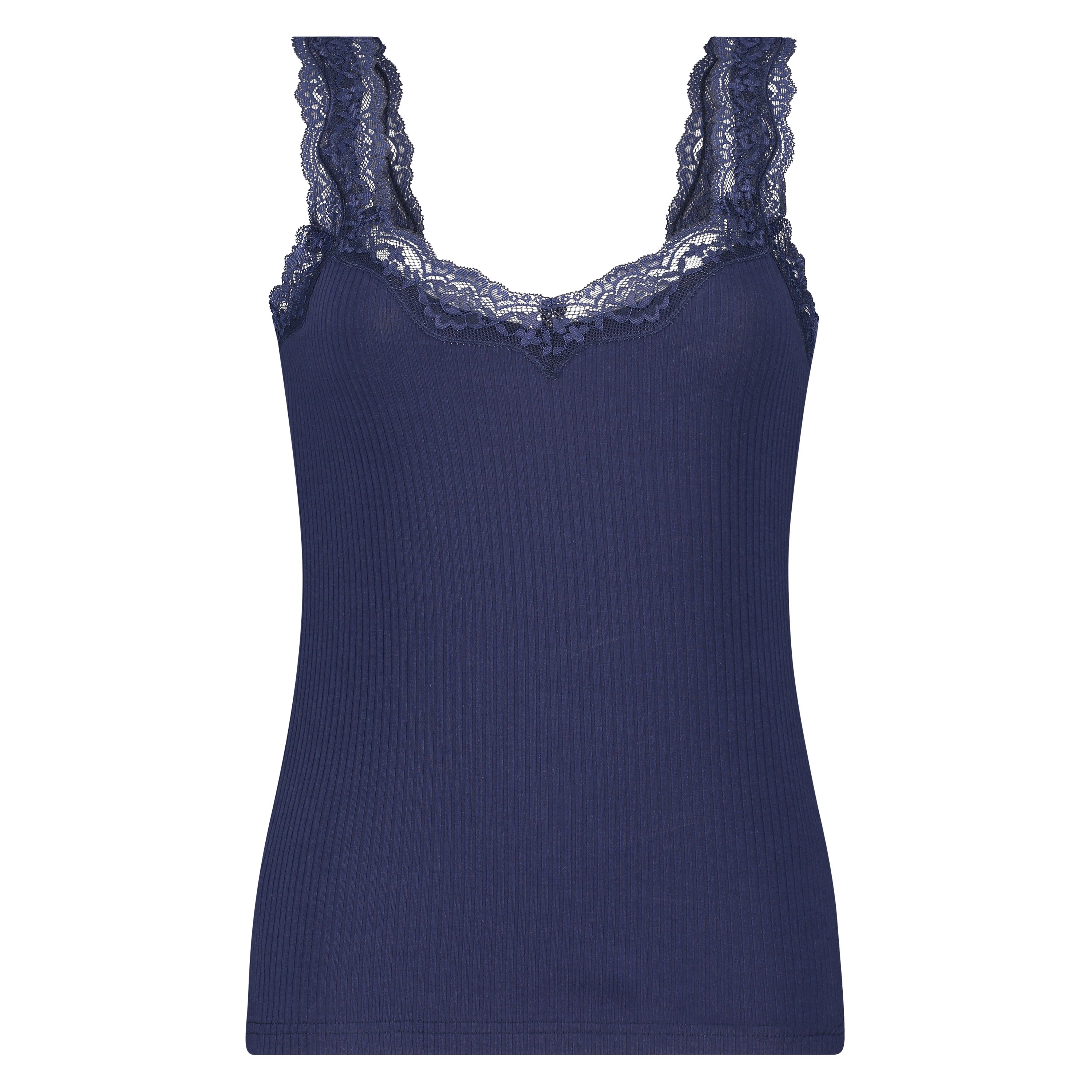 Rib lace cami top, Niebieski, main