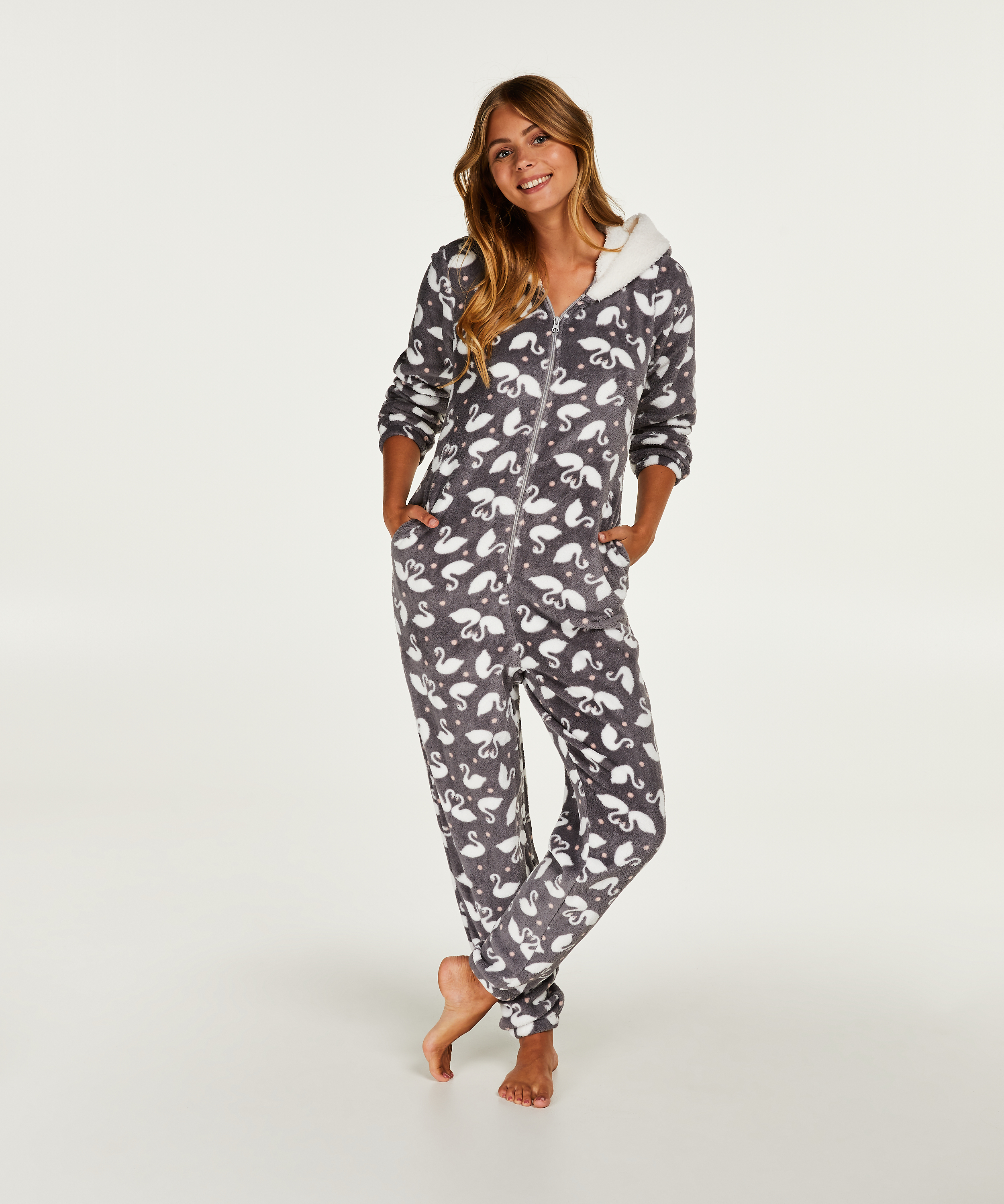 Fleece onesie, Szary, main