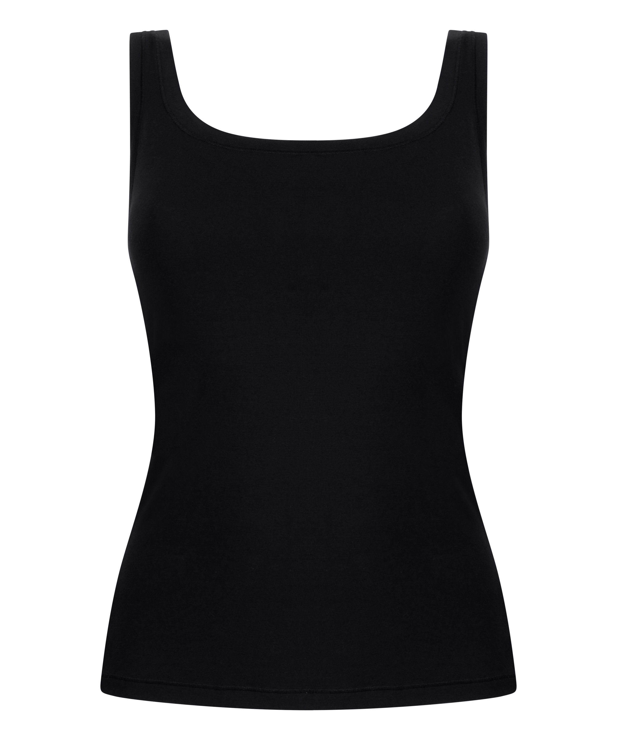 Singlet top z miękkiej bawełny, Czarny, main