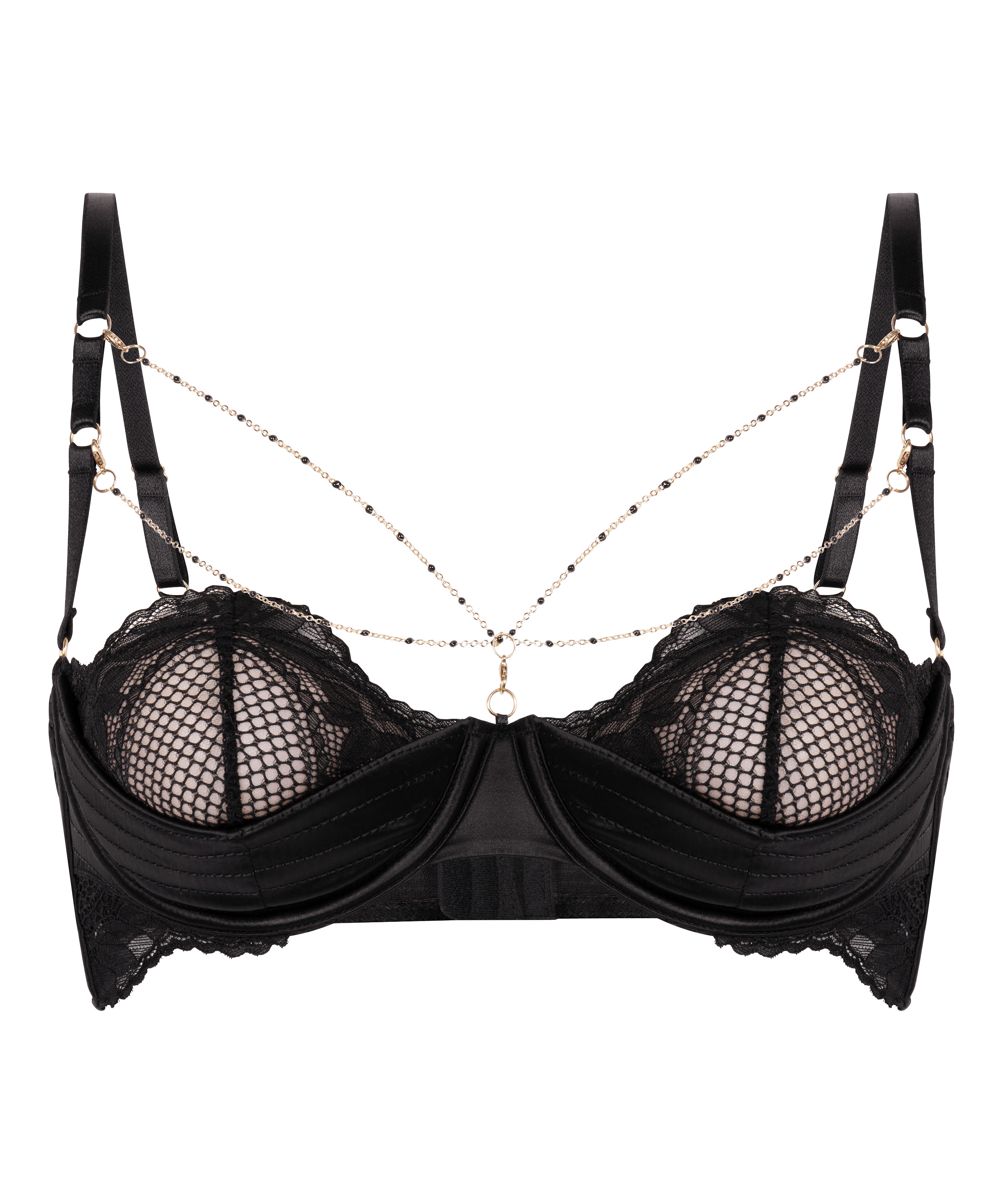 Biustonosz p&oacute;łusztywniany usztywniany z fiszbinami Belladonna, Czarny, main