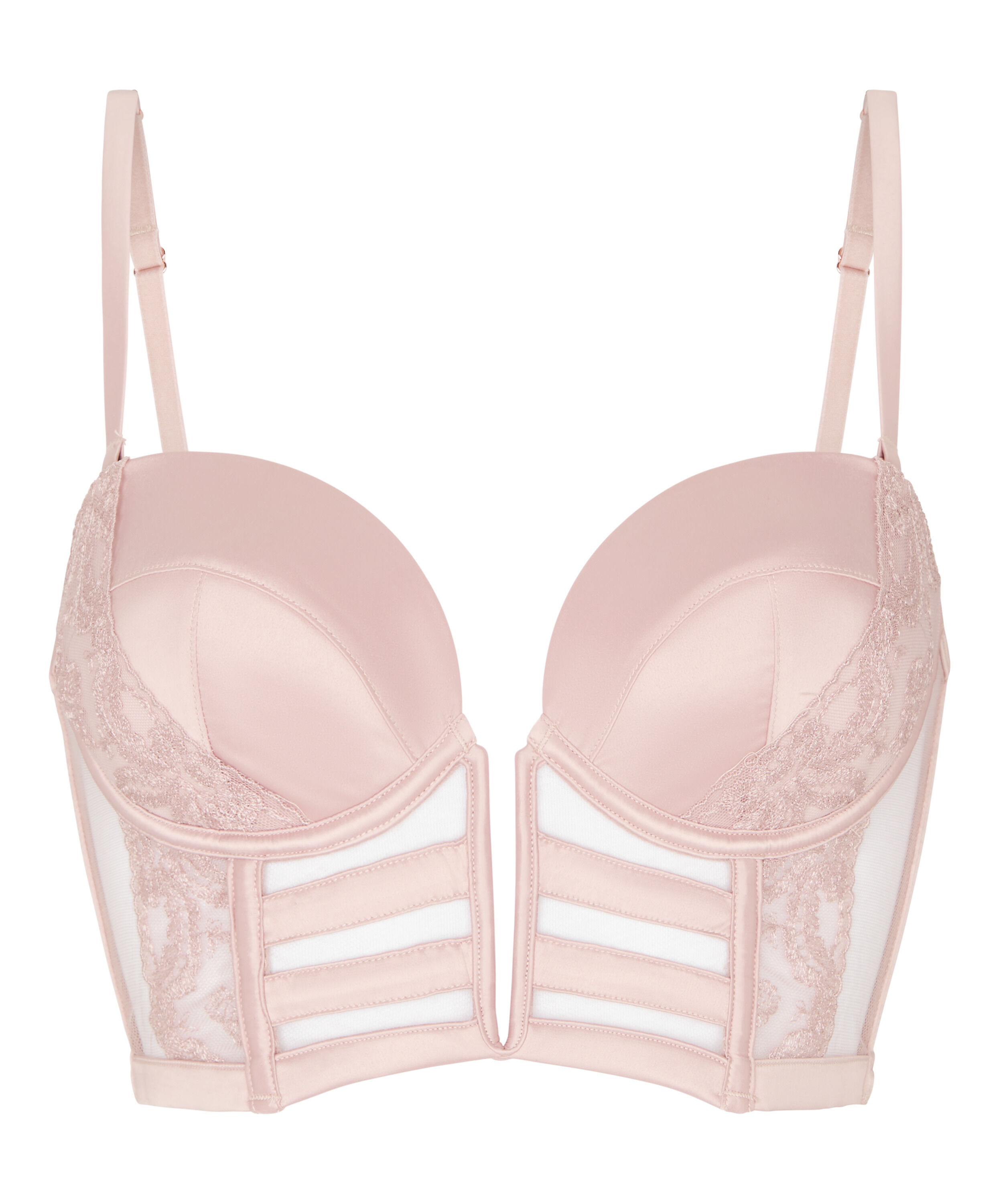 Biustonosz typu longline z fiszbinami i wyści&oacute;łką Rosa, R&oacute;żowy