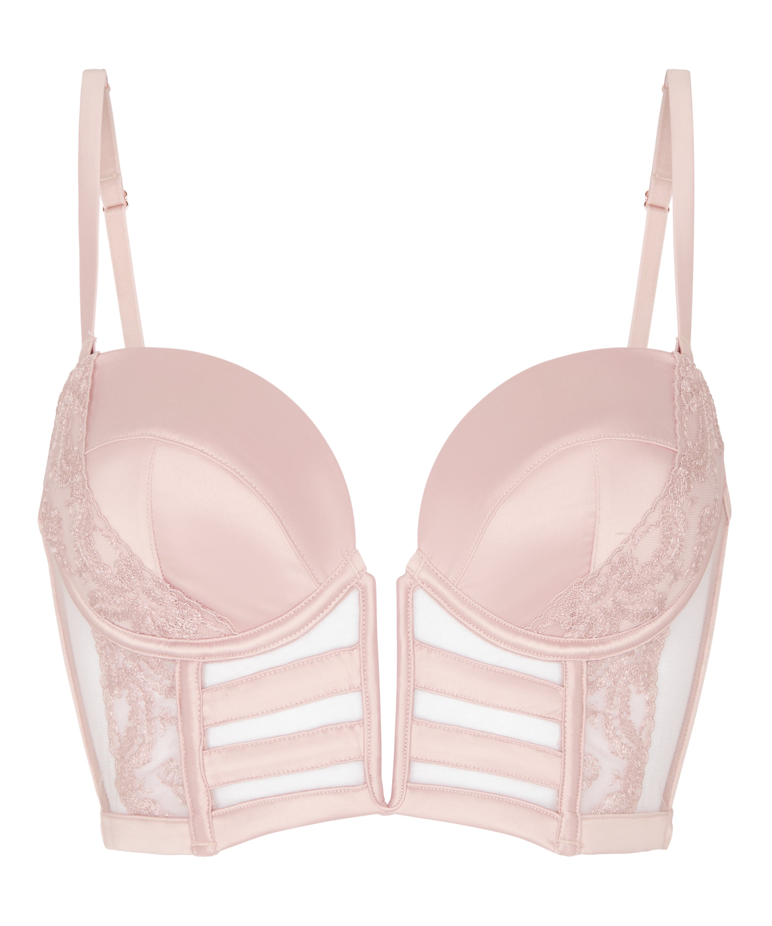 Biustonosz typu longline z fiszbinami i wyści&oacute;łką Rosa, R&oacute;żowy, main