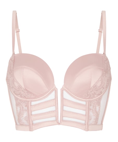 Biustonosz typu longline z fiszbinami i wyści&oacute;łką Rosa, R&oacute;żowy