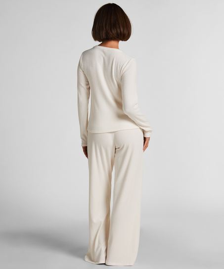 Kardigan z Prążkowanego Jerseya, Biały