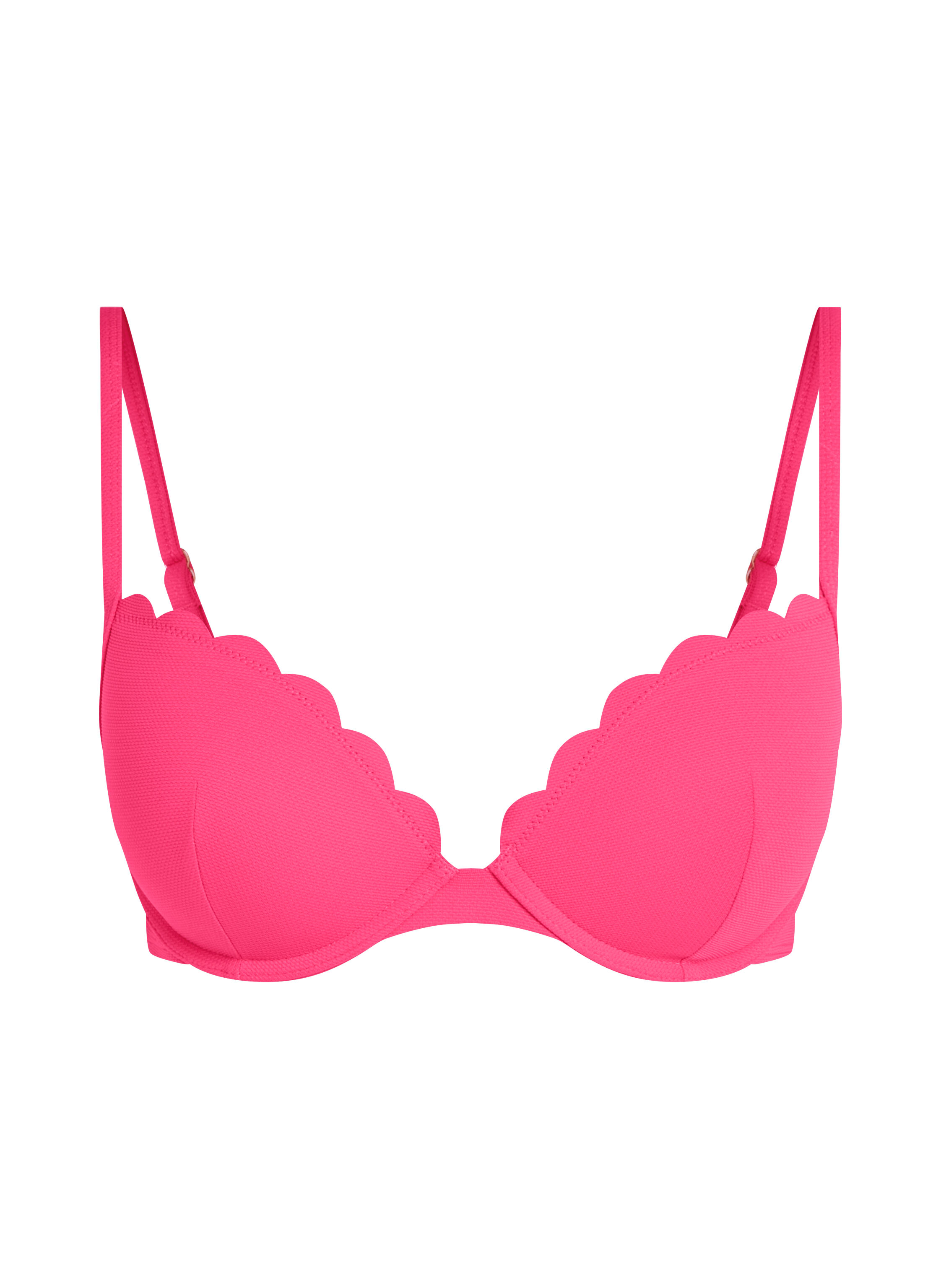 G&oacute;ra od bikini push-up z fiszbinami, z falowanym brzegiem, miseczki A &ndash; E, R&oacute;żowy