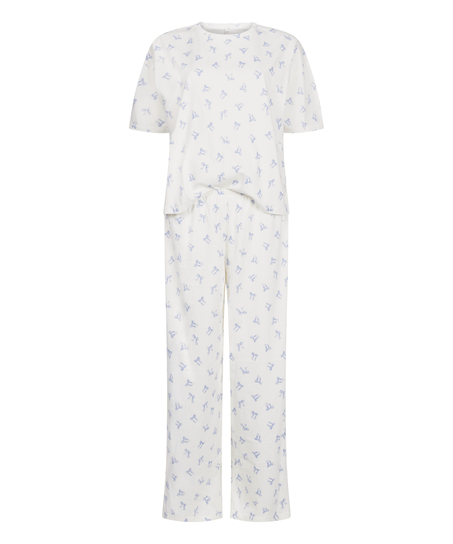Zestaw Piżamowy Cotton Jersey Długi, Biały