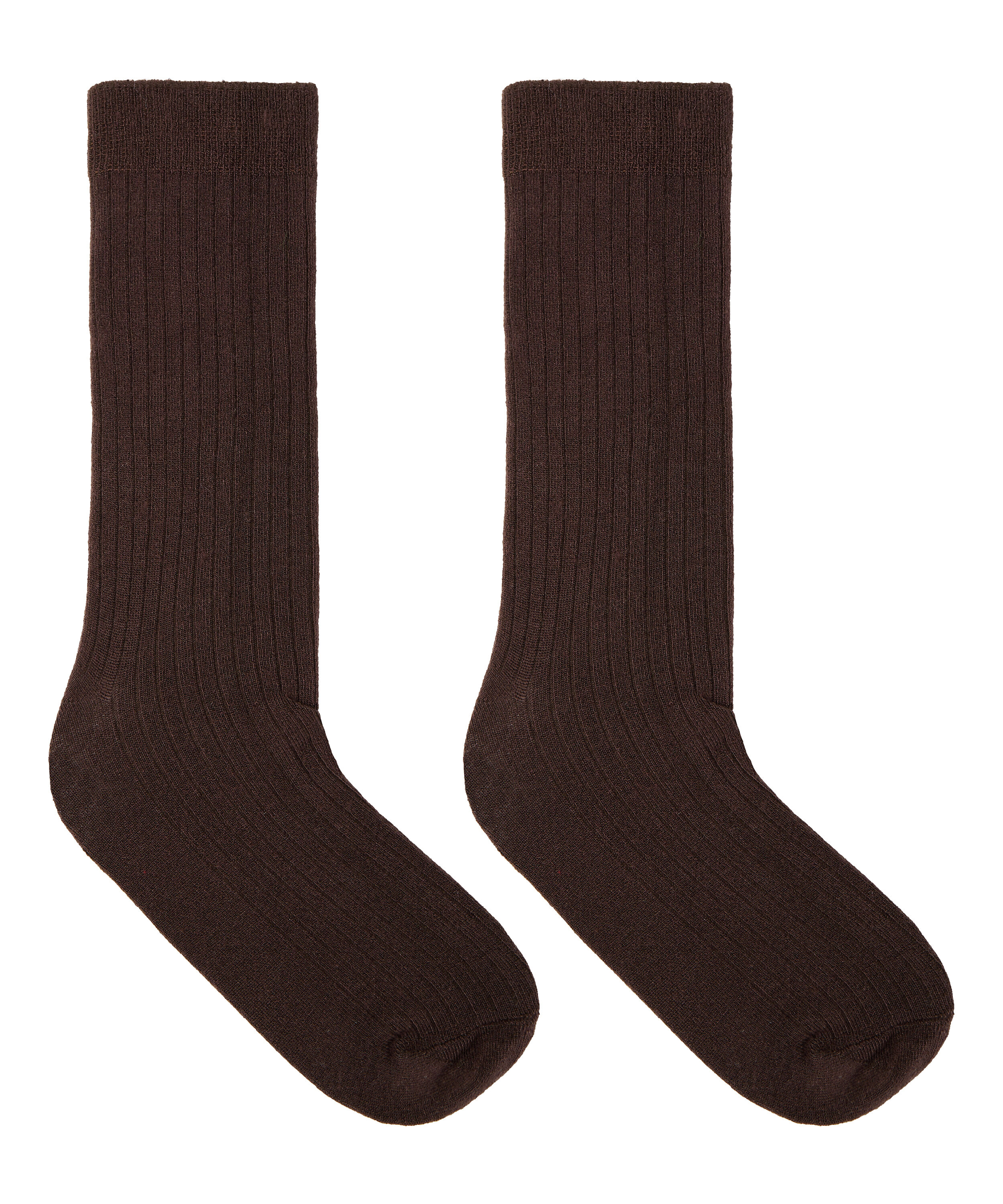 Cashmere Blend Ribbed Socks, Brązowy