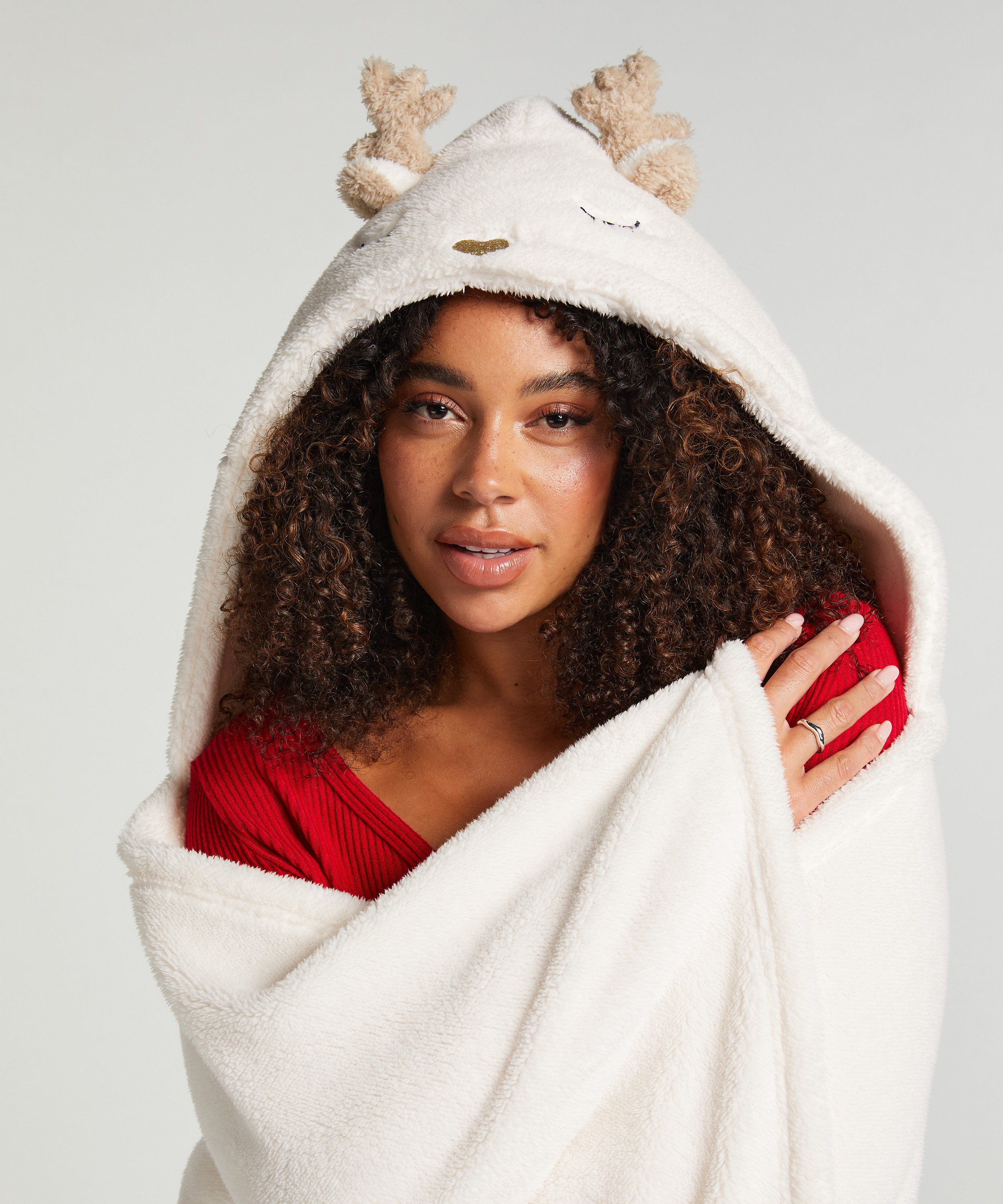 Reindeer cuddly blanket, Biały, main