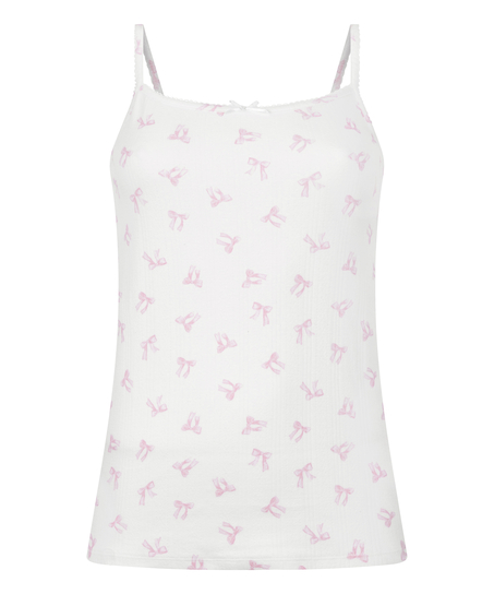 Top na ramiączkach Pointelle, Biały