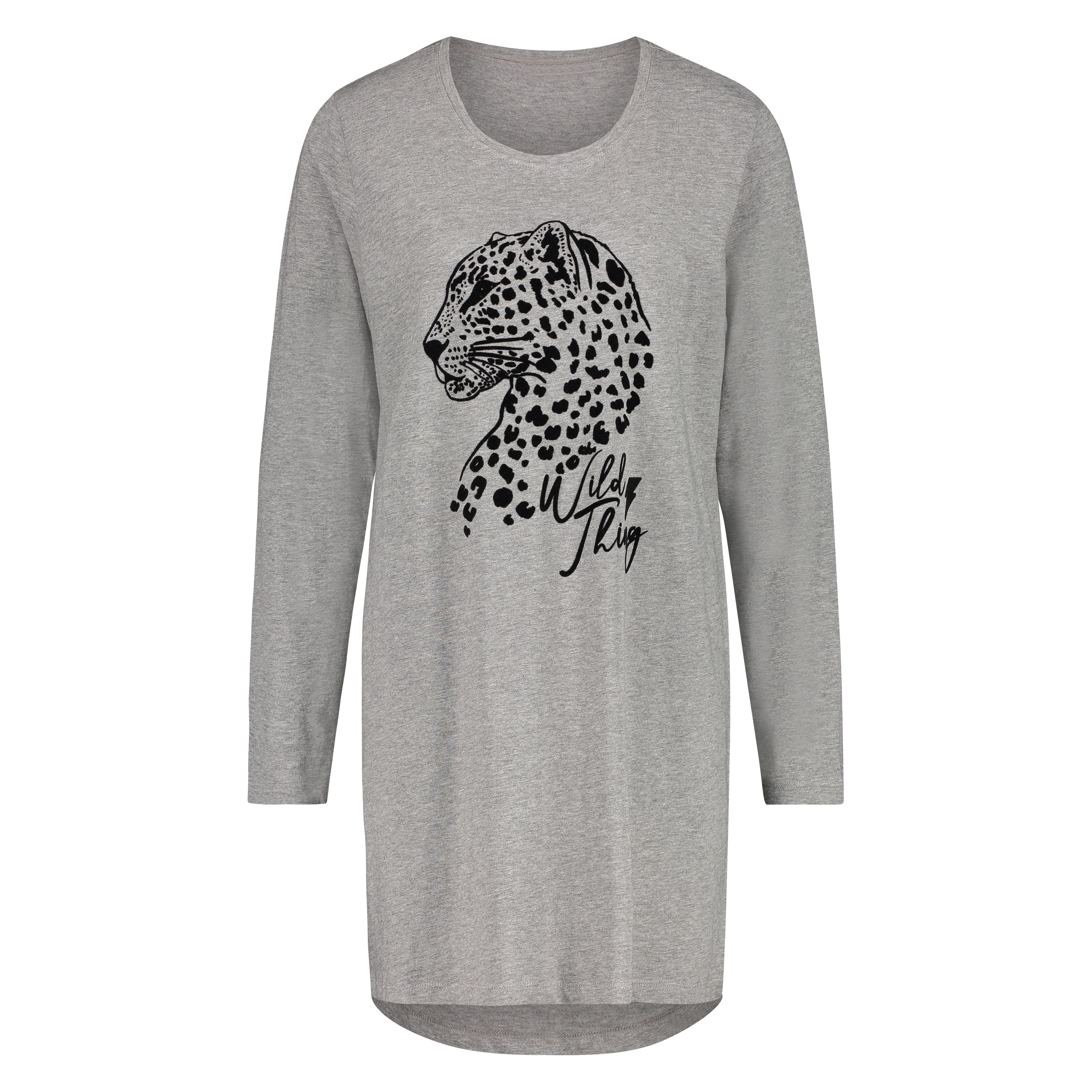 Koszula nocna z okrągłym dekoltem, Szary, main