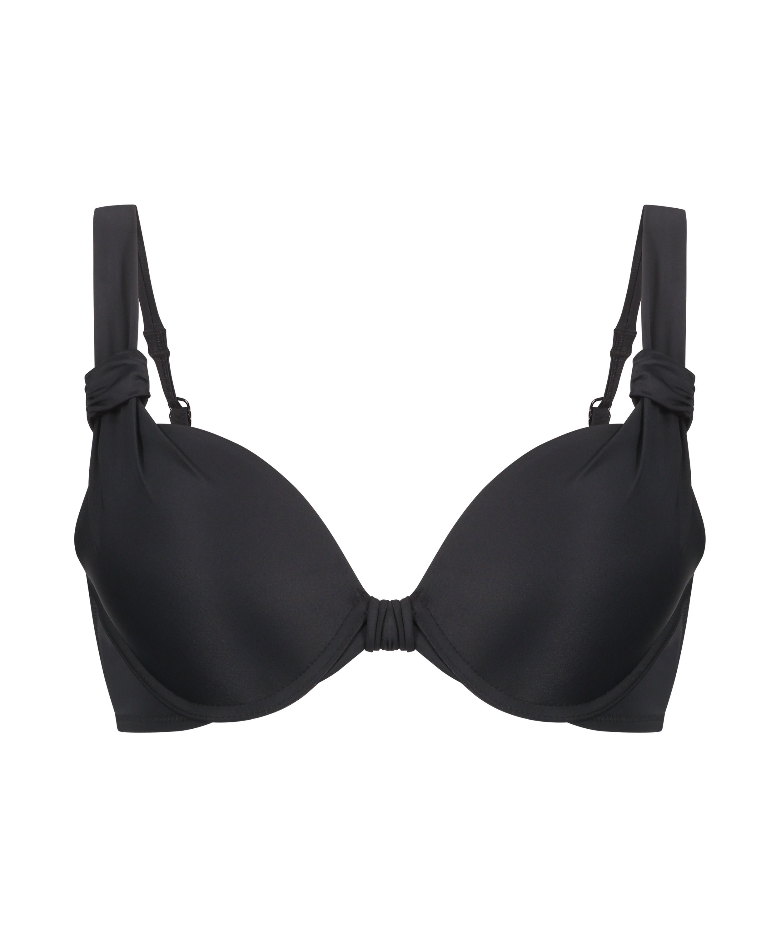 Usztywniany top bikini z fiszbinami Luxe miseczka E+, Czarny, main