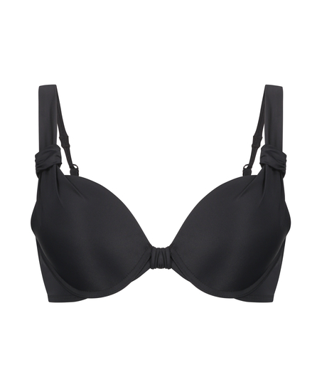 Usztywniany top bikini z fiszbinami Luxe miseczka E+, Czarny