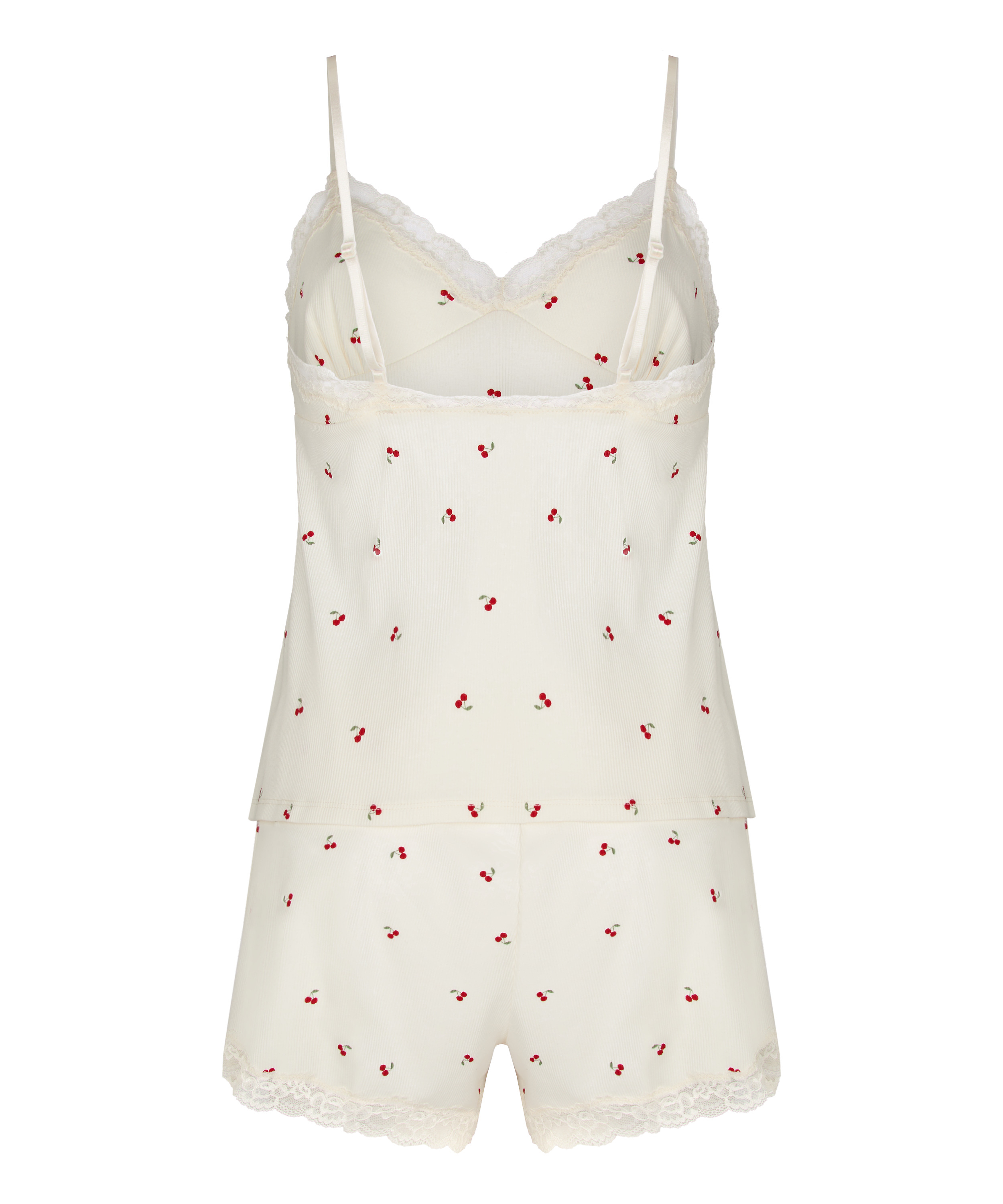 Komplet Piżamy Jersey Koronka, Biały, main