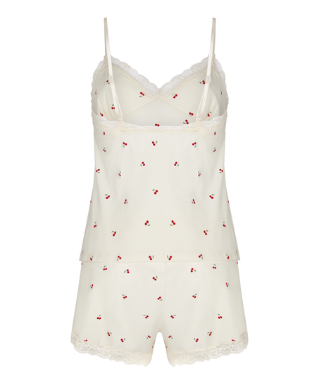 Komplet Piżamy Jersey Koronka, Biały