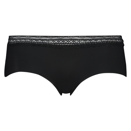 Invisible shorts lace waistband, Czarny