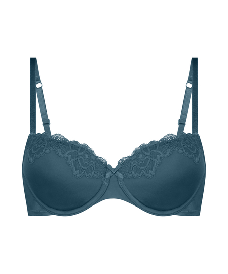 Biustonosz usztywniany z fiszbinami Lace & Shine, Niebieski