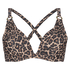 Usztywniany top bikini z fiszbinami Leopard, Beżowy