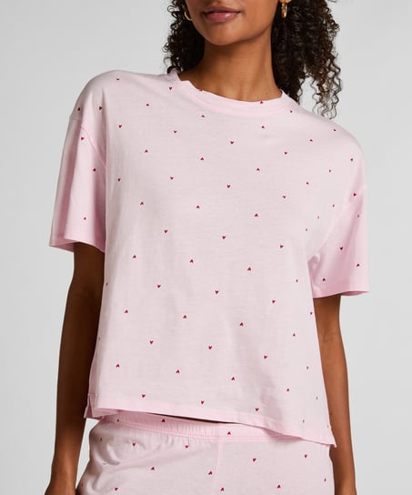 Zestaw piżamowy bawełniany z nadrukiem, R&oacute;żowy