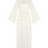 Długie satynowe kimono w kwiaty, Biały
