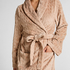 Kr&oacute;tki szlafrok fleece, Beżowy