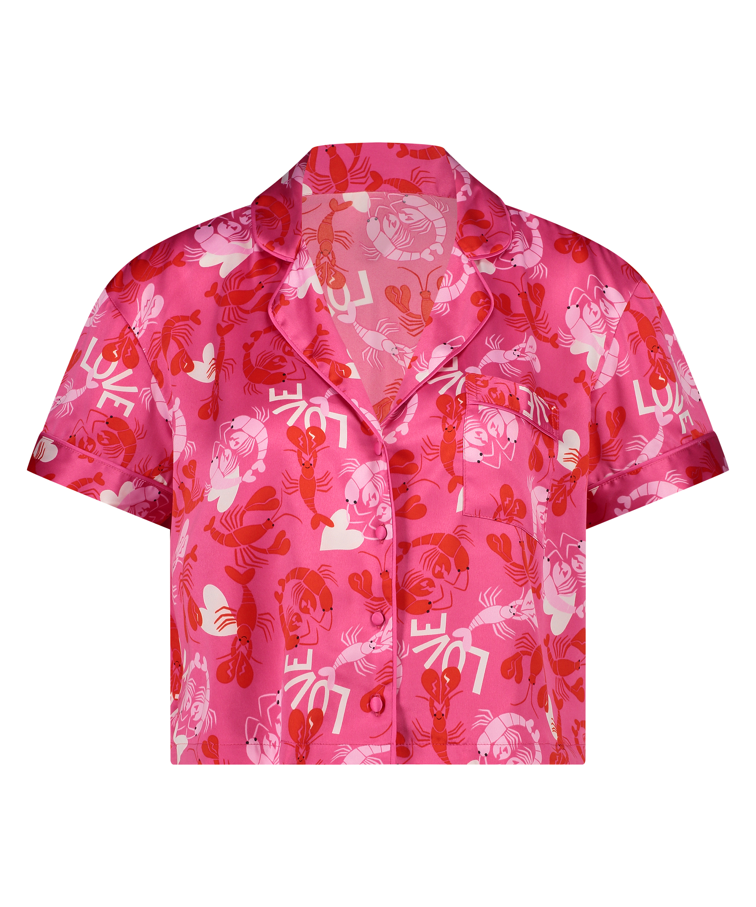 Satynowa narzutka Peppers z kr&oacute;tkim rękawem, R&oacute;żowy, main