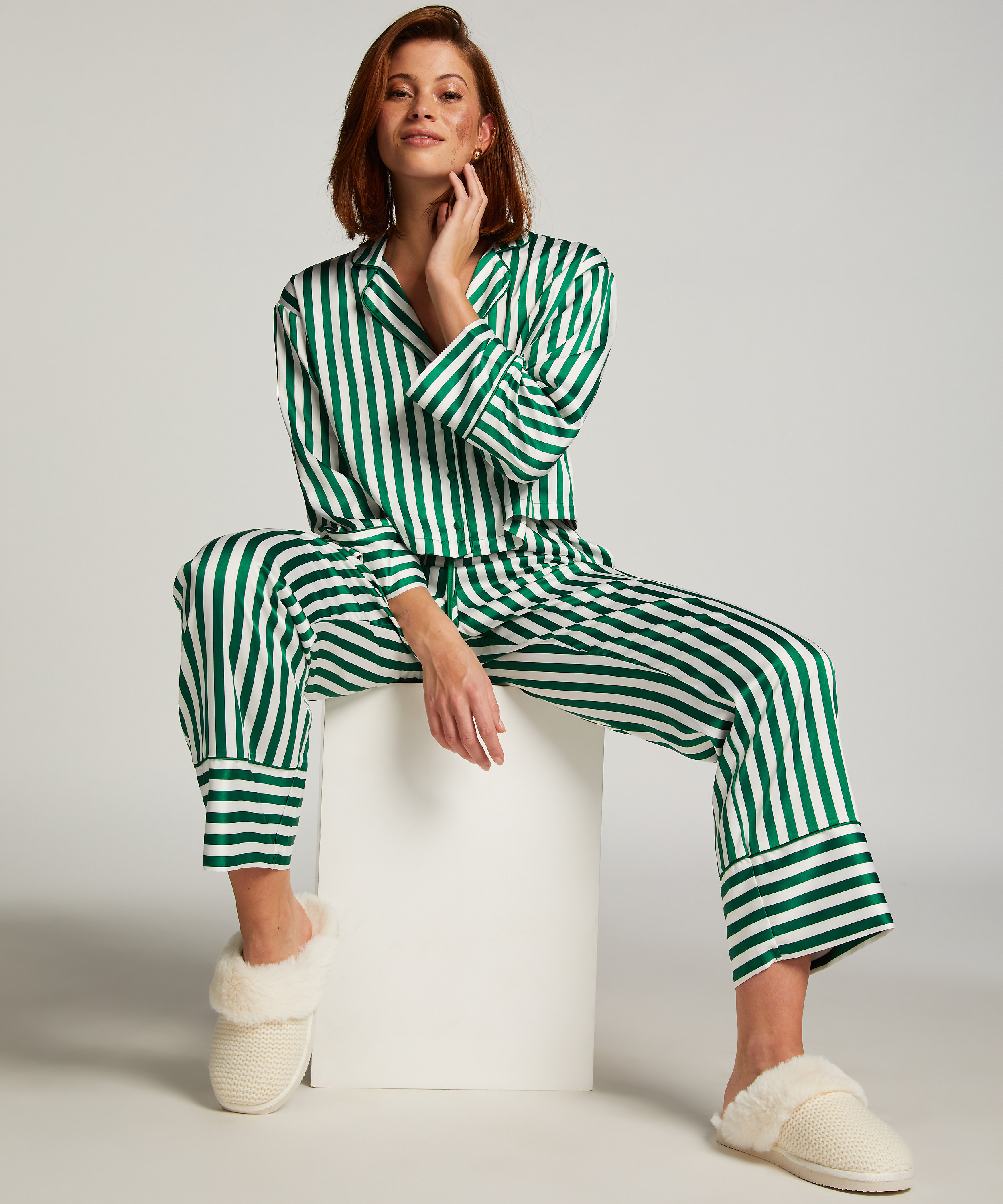 Kurtka z satyny z długimi rękawami, Zielony, main