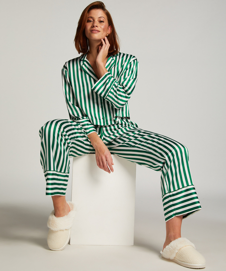 Kurtka z satyny z długimi rękawami, Zielony