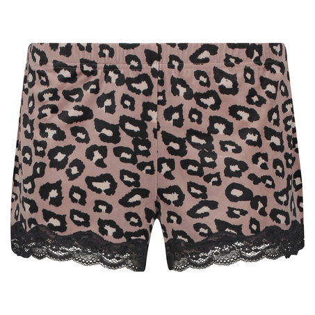 Leopard Velvet Pyjama Shorts, Różowy