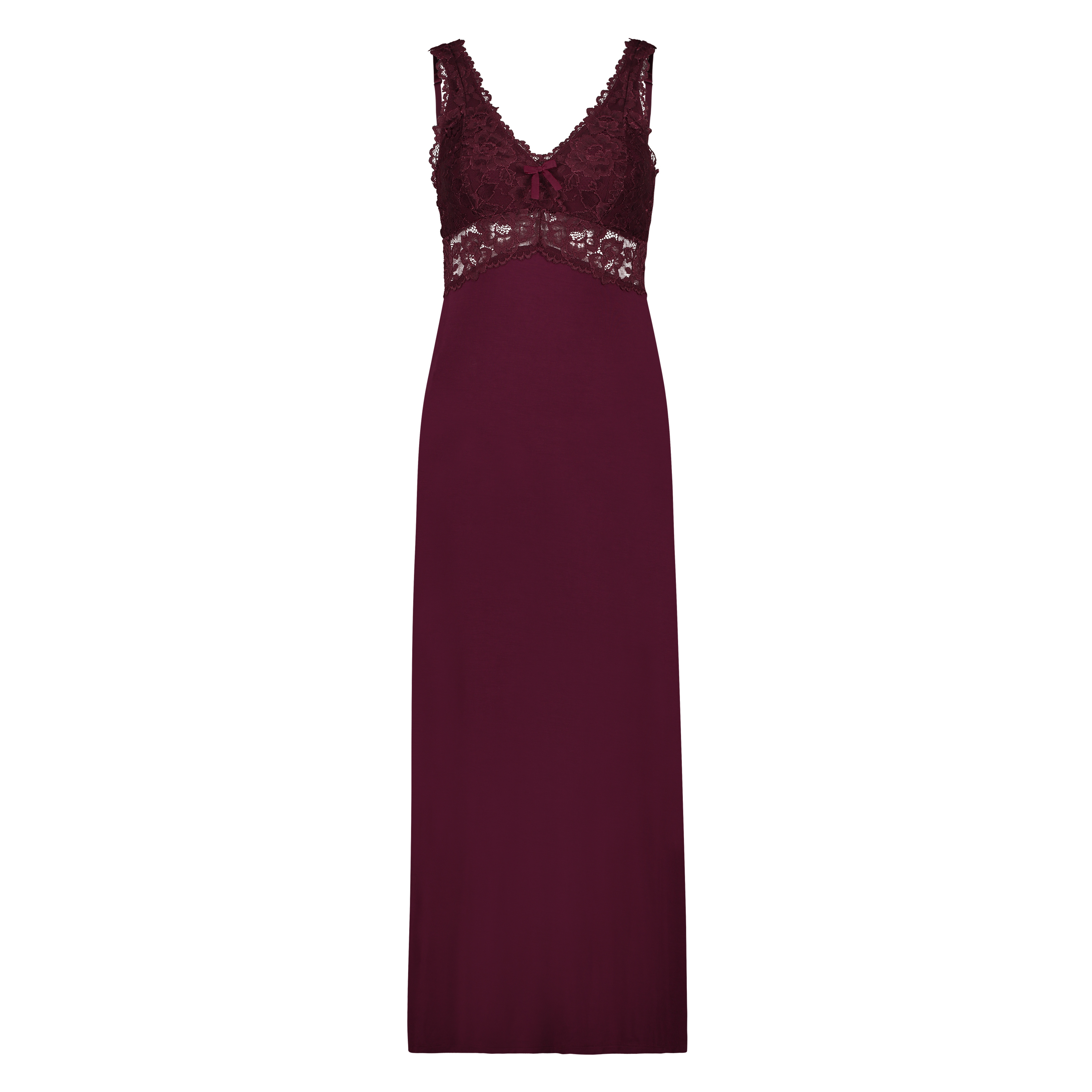 Long slip dress Modal lace, Czerwony, main