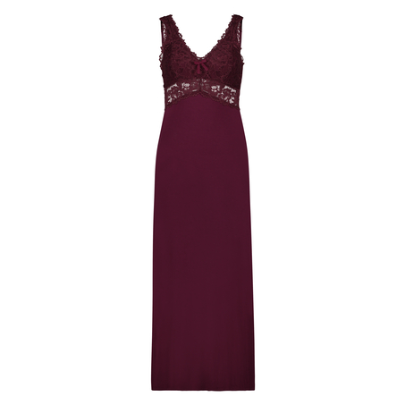 Long slip dress Modal lace, Czerwony