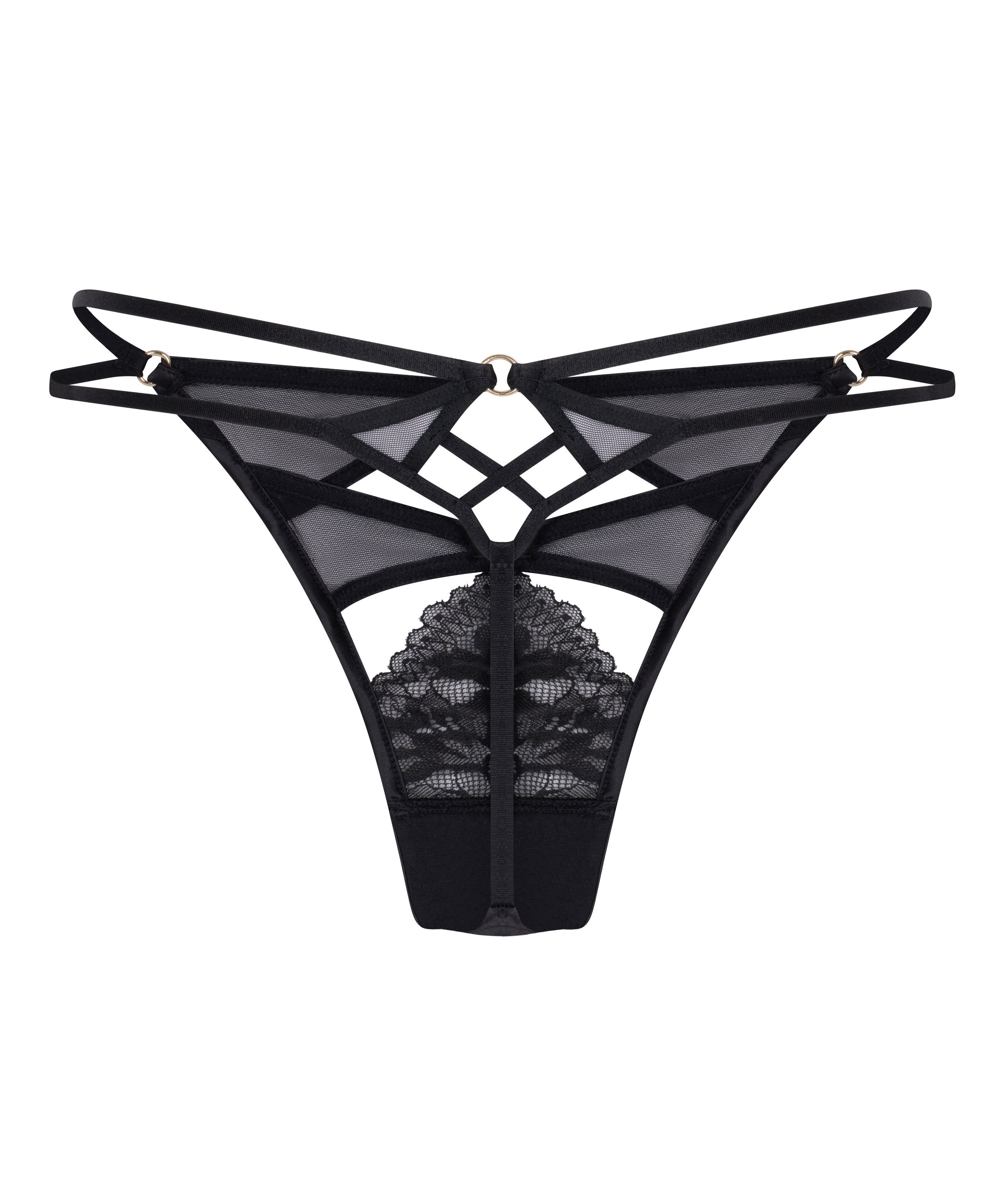 Stringi z wysokimi wycięciami Amel, Czarny, main