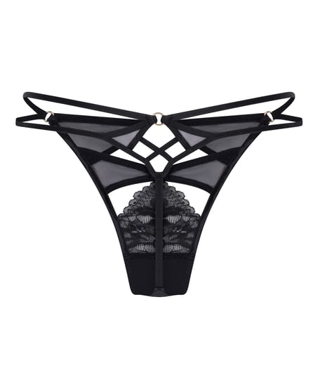 Stringi z wysokimi wycięciami Amel, Czarny