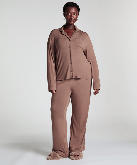 Narzutka Essential z dżerseju z długim rękawem, Brązowy