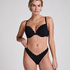 G&oacute;ra od bikini push-up z fiszbinami, z falowanym brzegiem, miseczki A &ndash; E, Czarny