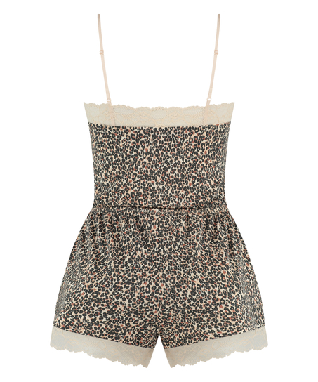 Piżama z szortami i topem na ramiączkach, Beżowy