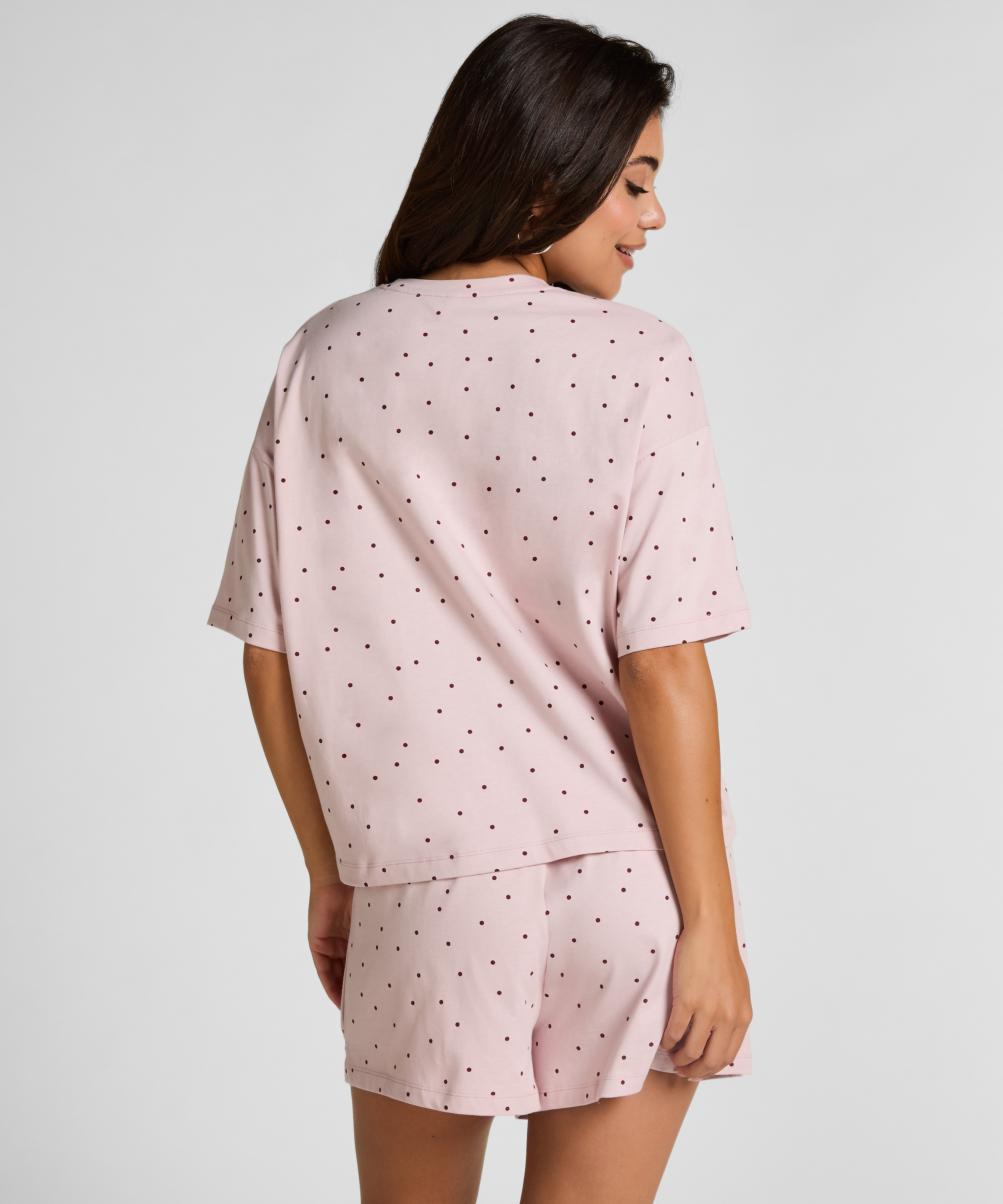 Zestaw Piżamowy Cotton Jersey Kr&oacute;tki, Fioletowy, main
