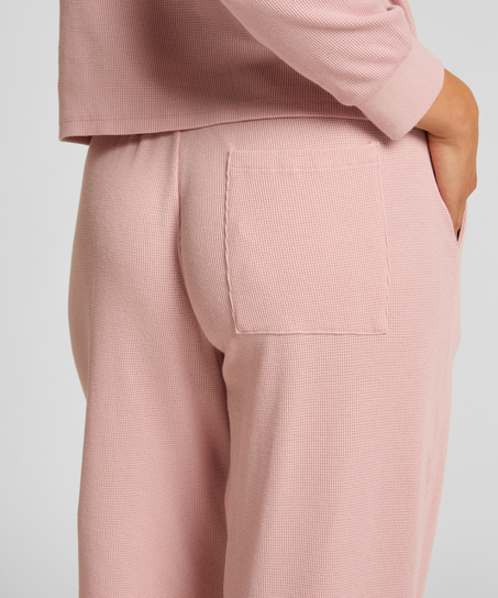 Joggery z tkaniny wafel, R&oacute;żowy