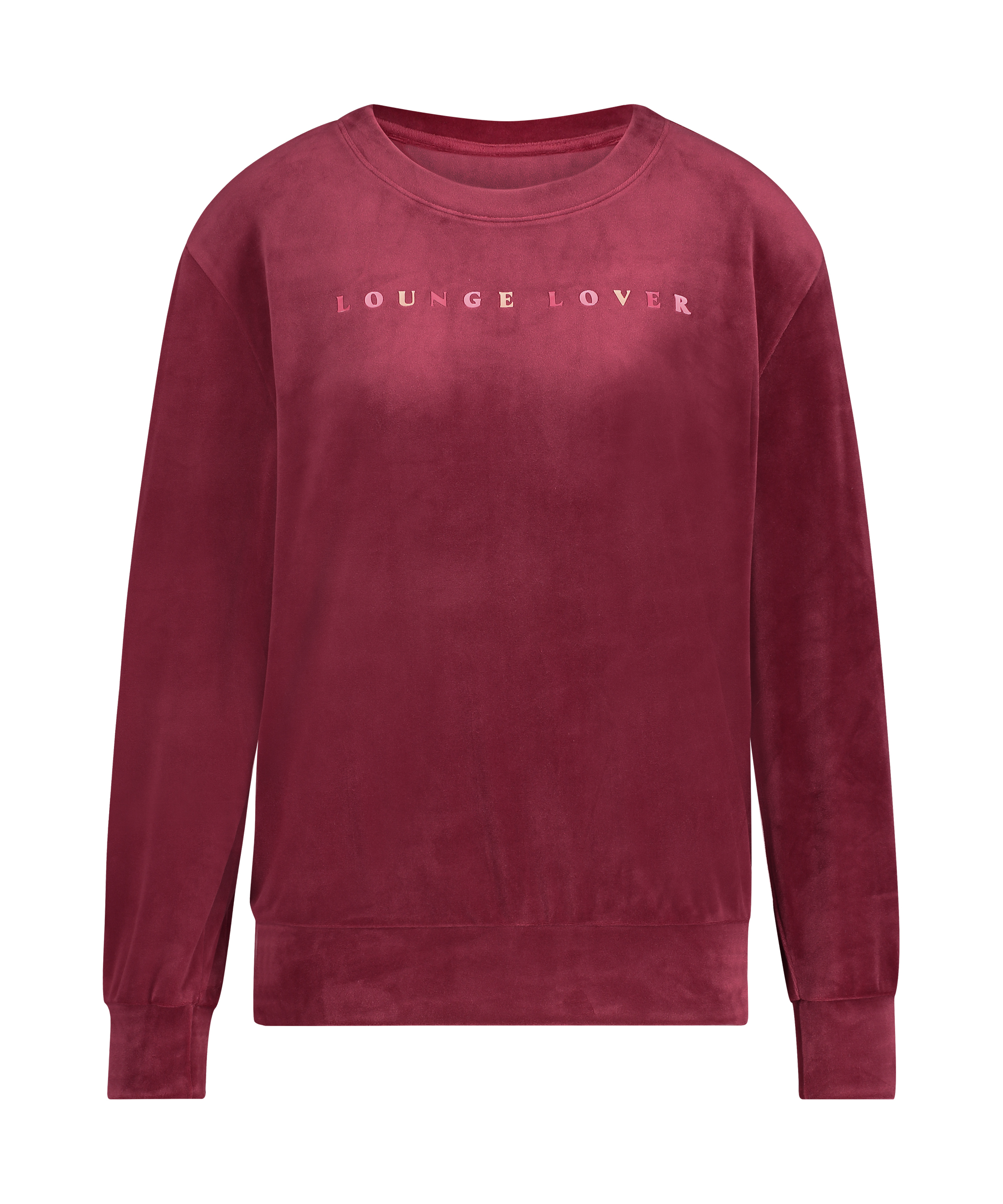 Welurowy top z długimi rękawami, Czerwony, main