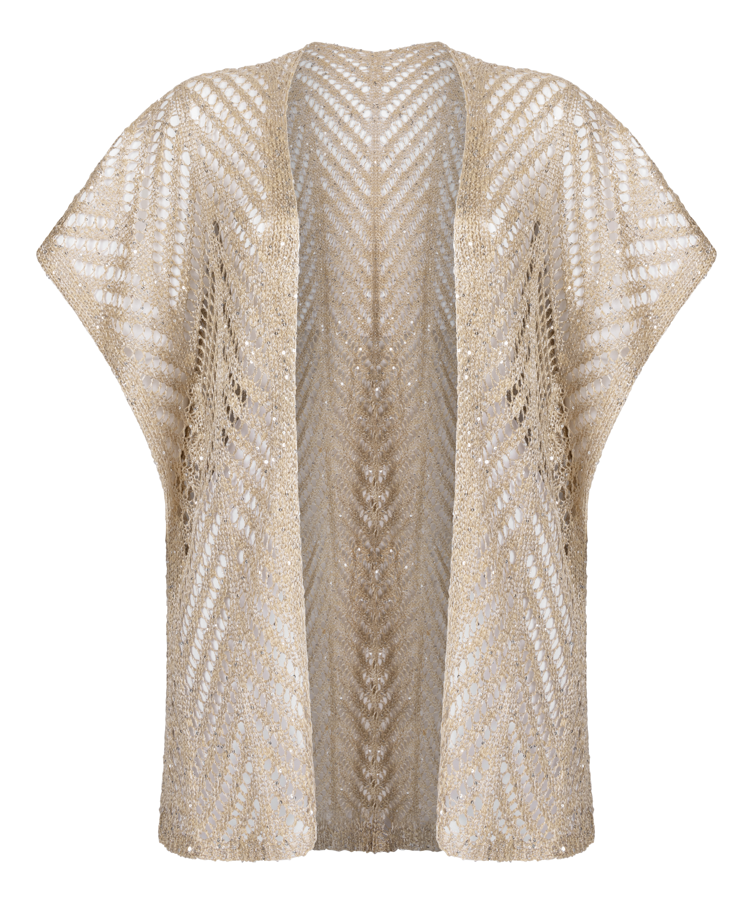 Kaftan plażowy z cekiniami, Beżowy, main