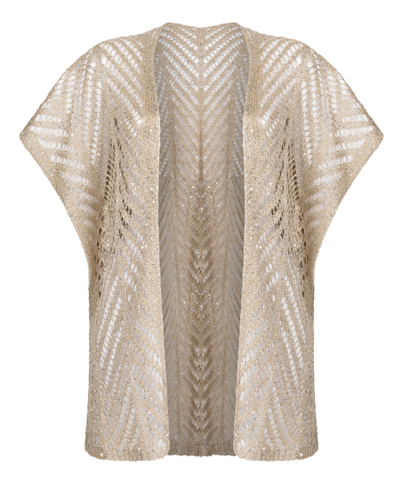 Kaftan plażowy z cekiniami, Beżowy