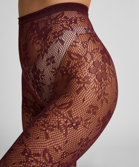 Rajstopy Allover Lace, Fioletowy